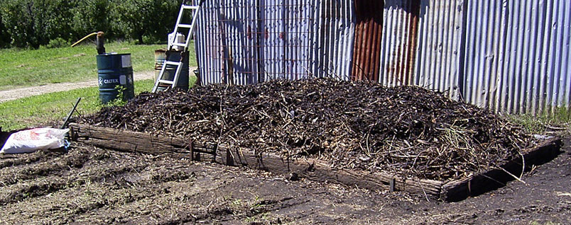 Mulch heap produced from woody waste